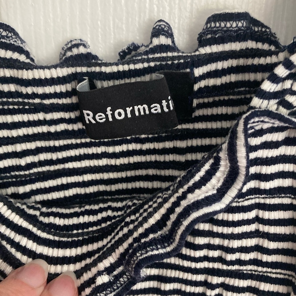 Reformation Striped Ruffle Trim Top - Picture 7 of 9